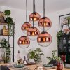 Gastor Hängeleuchte Glas 25 cm Klar, Kupferfarben, 6-flammig