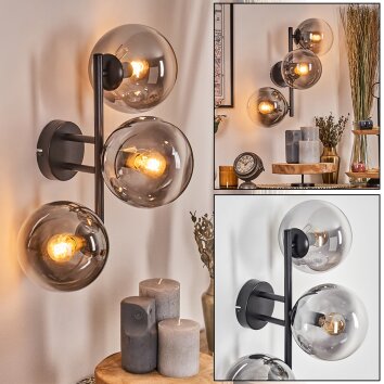 Gastor Wandleuchte Glas 15 cm Klar, Rauchfarben, 3-flammig