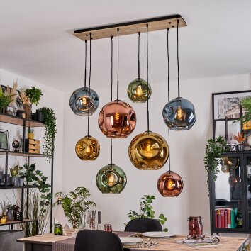 Ripoll Hängeleuchte Glas 20 cm, 25 cm, 30 cm Naturfarben, Schwarz, 8-flammig