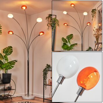 Nikkala Stehleuchte Chrom, Weiß, 5-flammig