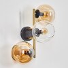 Koyoto Wandleuchte Glas 15 cm Gold, Schwarz, 3-flammig