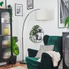 Bassagoda Bogenlampe 40 cm Chrom, Schwarz, 1-flammig, Stoffschirm