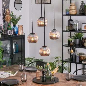 Ripoll Hängeleuchte Glas 15 cm Chrom, Rauchfarben, 4-flammig