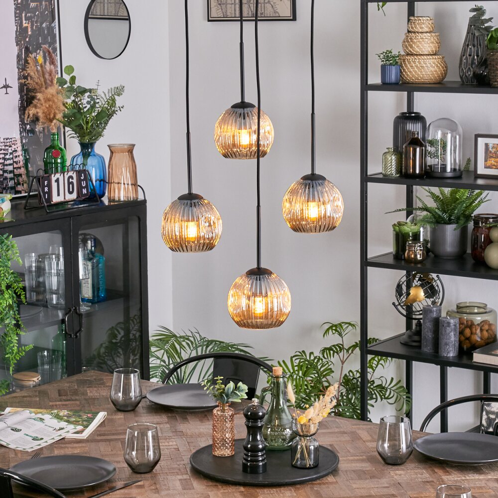 Ripoll Hängeleuchte Glas 15 cm Bernsteinfarben, 4-flammig main product photo