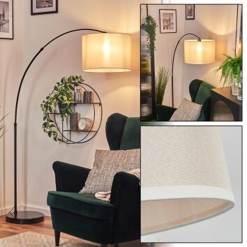 Bassagoda Bogenlampe 40 cm Schwarz, 1-flammig, Stoffschirm