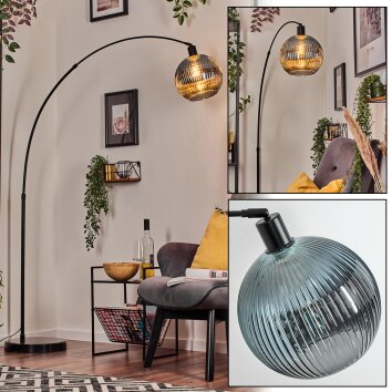 Koyoto Bogenlampe Glas 25 cm Schwarz, 1-flammig