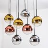 Gastor Hängeleuchte Glas 25 cm Chrom, Gold, Klar, Kupferfarben, Rauchfarben, 8-flammig