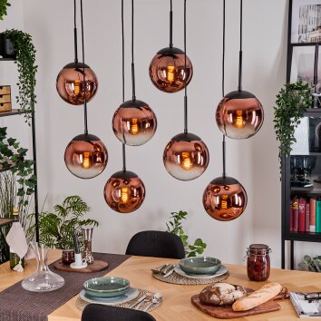 Gastor Hängeleuchte Glas 20 cm Klar, Kupferfarben, 8-flammig
