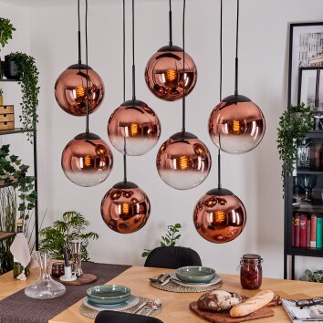 Gastor Hängeleuchte Glas 25 cm Klar, Kupferfarben, 8-flammig