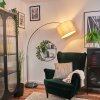 Bassagoda Bogenlampe 40 cm Nickel-Matt, Schwarz, 1-flammig, Stoff-Lampenschirm