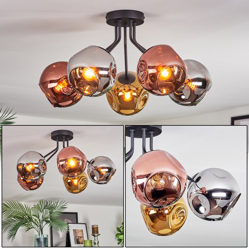 Ripoll Deckenleuchte Glas 15 cm Chrom, Gold, Kupferfarben, Rauchfarben, 5-flammig main product photo