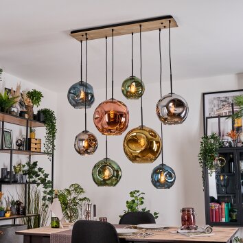Ripoll Hängeleuchte Glas 20 cm, 25 cm, 30 cm Naturfarben, Schwarz, 8-flammig