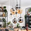 Gastor Hängeleuchte Glas 25 cm Bernsteinfarben, Chrom, Klar, Rauchfarben, 8-flammig