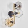 Ripoll Wandleuchte Glas 15 cm Gold, Schwarz, 3-flammig