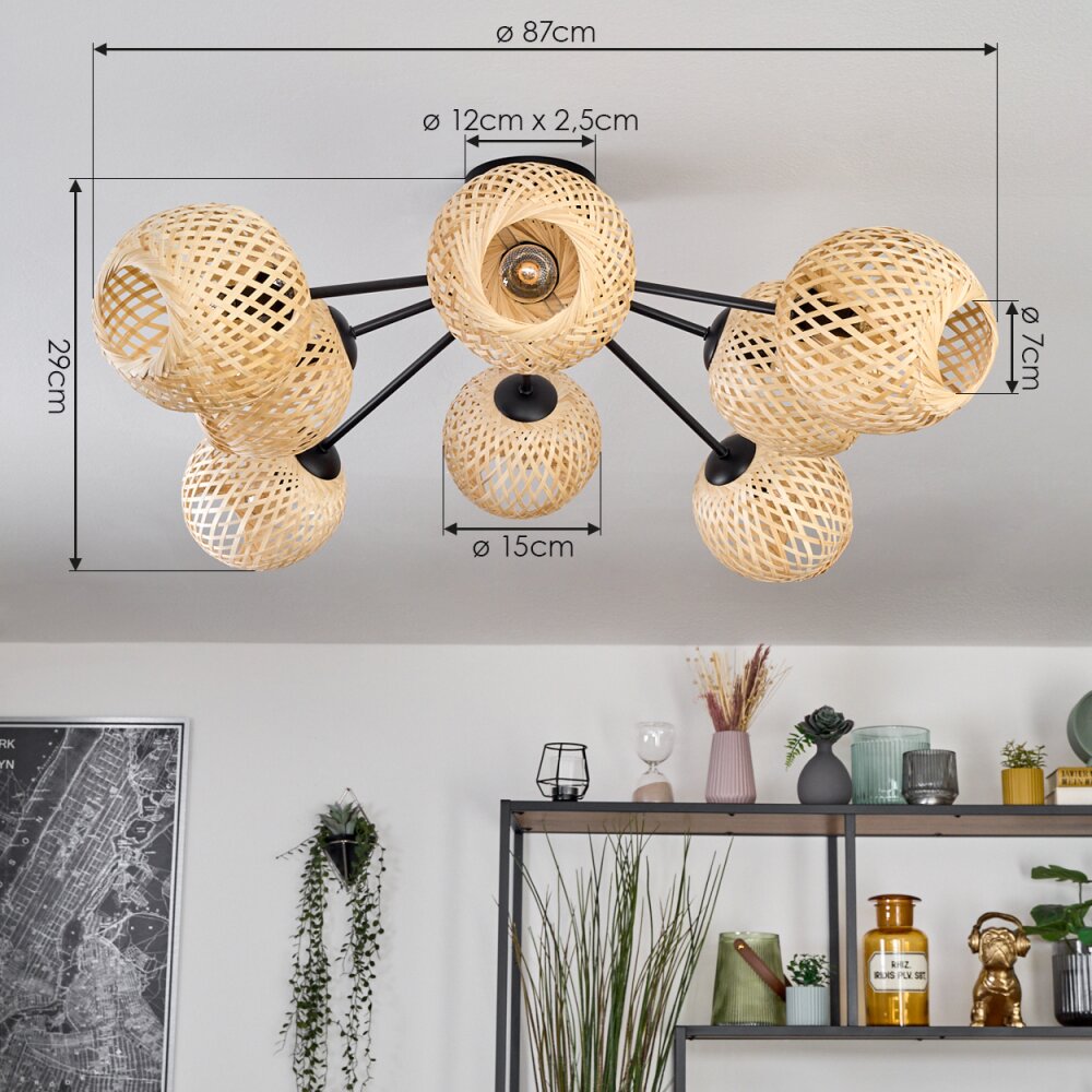 Basto Deckenleuchte 15 cm Naturfarben, 8-flammig