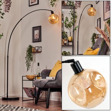 Ripoll Bogenleuchte Glas 20 cm Schwarz, 1-flammig