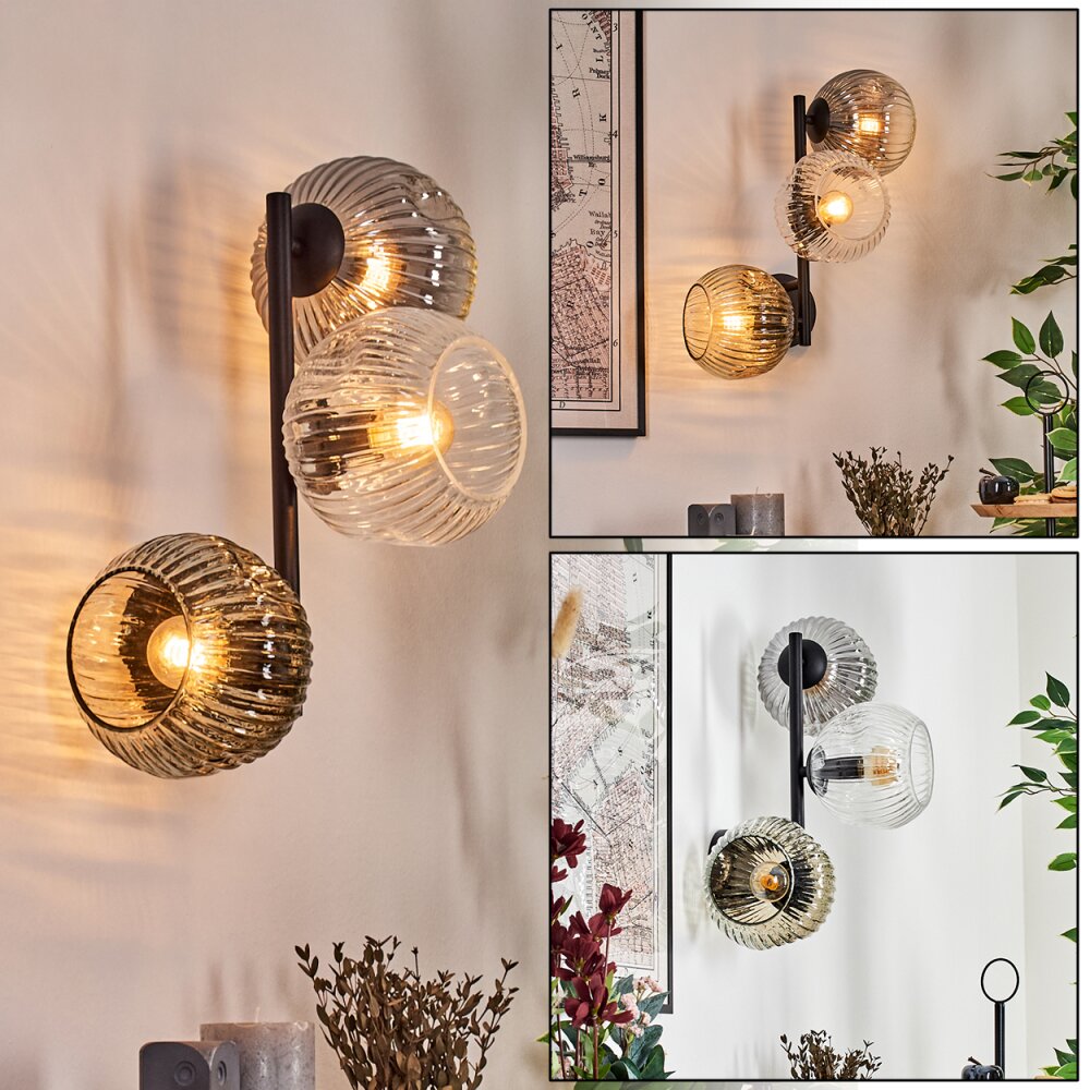 Ripoll Wandleuchte Glas 15 cm Bernsteinfarben, Klar, Rauchfarben, 3-flammig main product photo