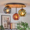 Ripoll Deckenleuchte Glas 15 cm Naturfarben, Schwarz, 3-flammig