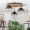 Koyoto Deckenleuchte Glas 15 cm Naturfarben, Schwarz, 3-flammig