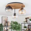 Koyoto Deckenleuchte Glas 15 cm Naturfarben, Schwarz, 3-flammig