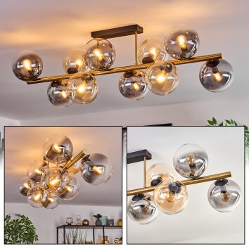 Gastor Deckenleuchte Glas 15 cm Gold, Schwarz, 10-flammig