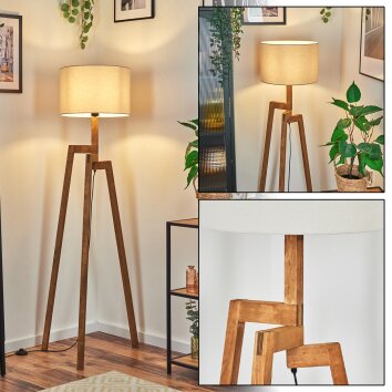 Soungou Stehleuchte 38 cm Naturfarben, Schwarz, 1-flammig