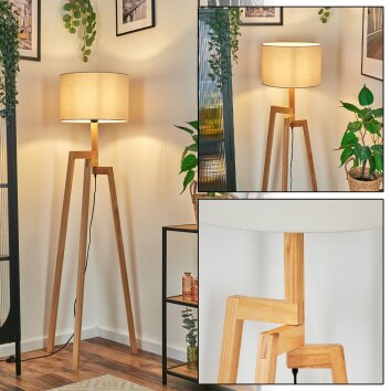 Soungou Stehleuchte 38 cm Naturfarben, Schwarz, 1-flammig