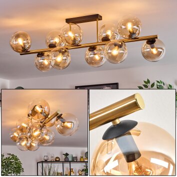 Gastor Deckenleuchte Glas 15 cm Gold, Schwarz, 10-flammig