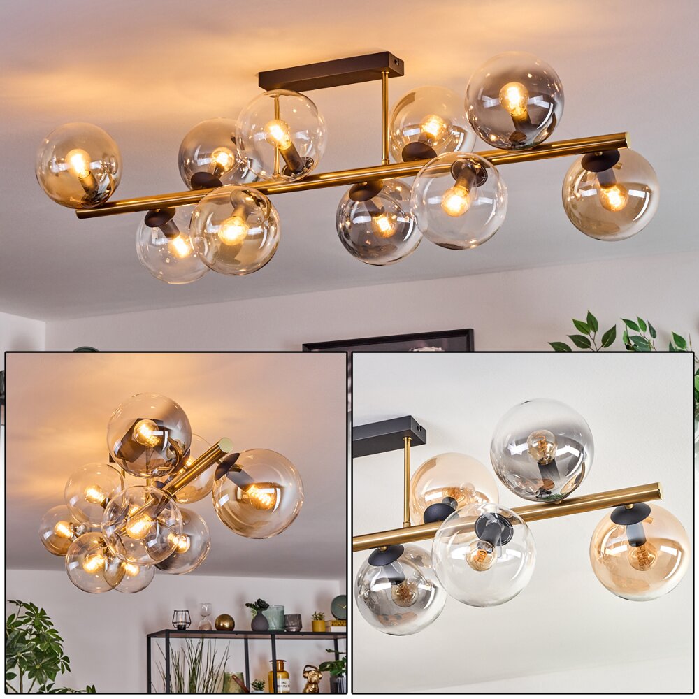 Gastor Deckenleuchte Glas 15 cm Gold, Schwarz, 10-flammig main product photo