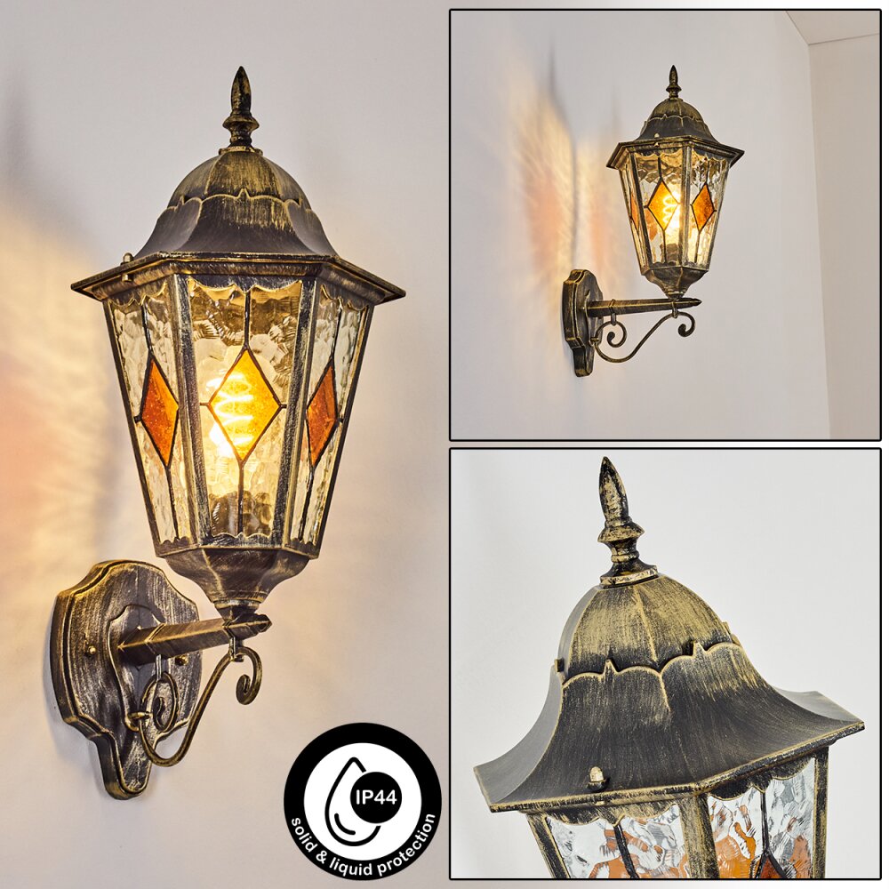 Hongkong Außenwandleuchte Gold, Schwarz, 1-flammig main product photo