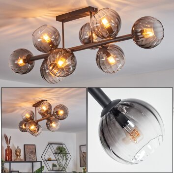 Koyoto Deckenleuchte Glas 15 cm Klar, Rauchfarben, 8-flammig