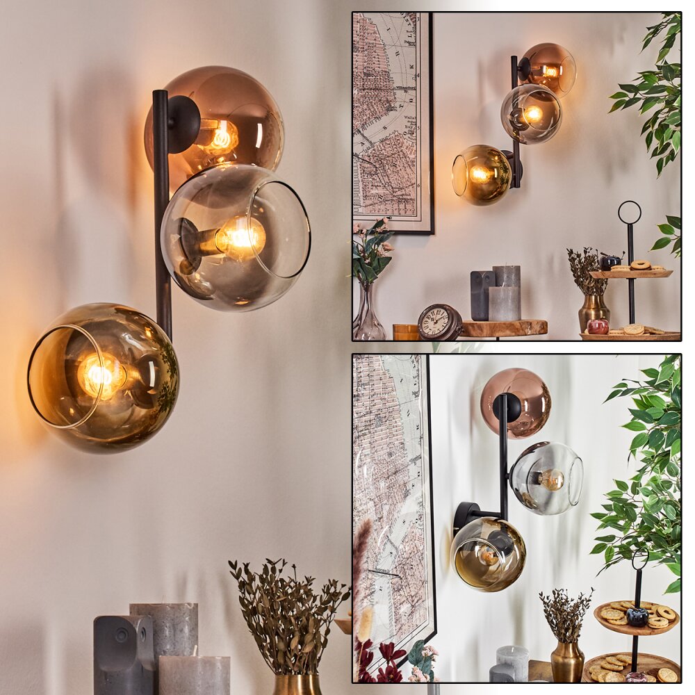 Koyoto Wandleuchte Glas 15 cm Gold, Klar, Kupferfarben, Rauchfarben, 3-flammig main product photo