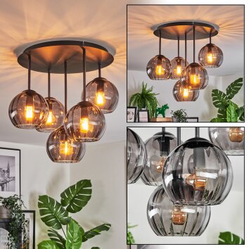Koyoto Deckenleuchte Glas 15 cm Rauchfarben, 5-flammig
