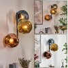 Ripoll Wandleuchte Glas 15 cm Blau, Gold, Kupferfarben, 3-flammig