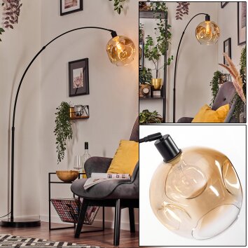 Ripoll Bogenlampe Glas 25 cm Schwarz, 1-flammig