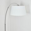 Bassagoda Bogenstehlampe 45 cm Chrom, Schwarz, 1-flammig, Stoff-Lampenschirm