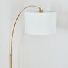 Soungou Bogenlampe 38 cm Messing, Schwarz, 1-flammig, Stoff-Lampenschirm