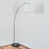 Soungou Bogenlampe 38 cm Nickel-Matt, Schwarz, 1-flammig, Stoffschirm