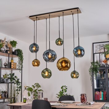 Ripoll Hängeleuchte Glas 15 cm, 20 cm, 25 cm Naturfarben, Schwarz, 8-flammig Ripoll Hängeleuchte Glas 15 cm, 20 cm, 25 cm Naturfarben, Schwarz, 8-flammig