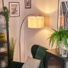 Bassagoda Bogenlampe 35 cm Kupferfarben, Schwarz, 1-flammig, Stoff-Lampenschirm