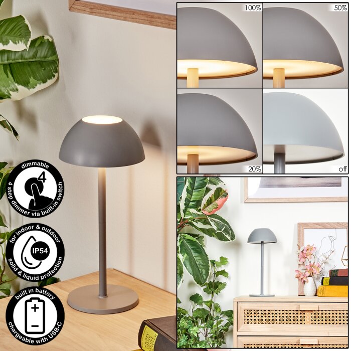 Laken Tischleuchte LED Grau, 1-flammig