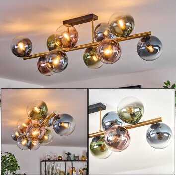 Gastor Deckenleuchte Glas 15 cm Gold, Schwarz, 10-flammig