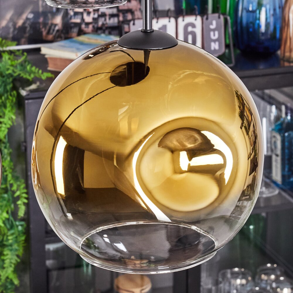 Ripoll Hängeleuchte Glas 15 cm, 20 cm, 25 cm, 30 cm Bernsteinfarben, Chrom, Gold, Klar, Rauchfarben, 4-flammig