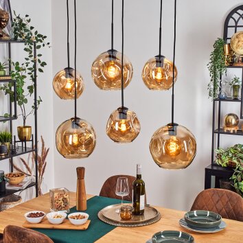 Ripoll Hängeleuchte 20 cm, 25 cm Bernsteinfarben, 6-flammig