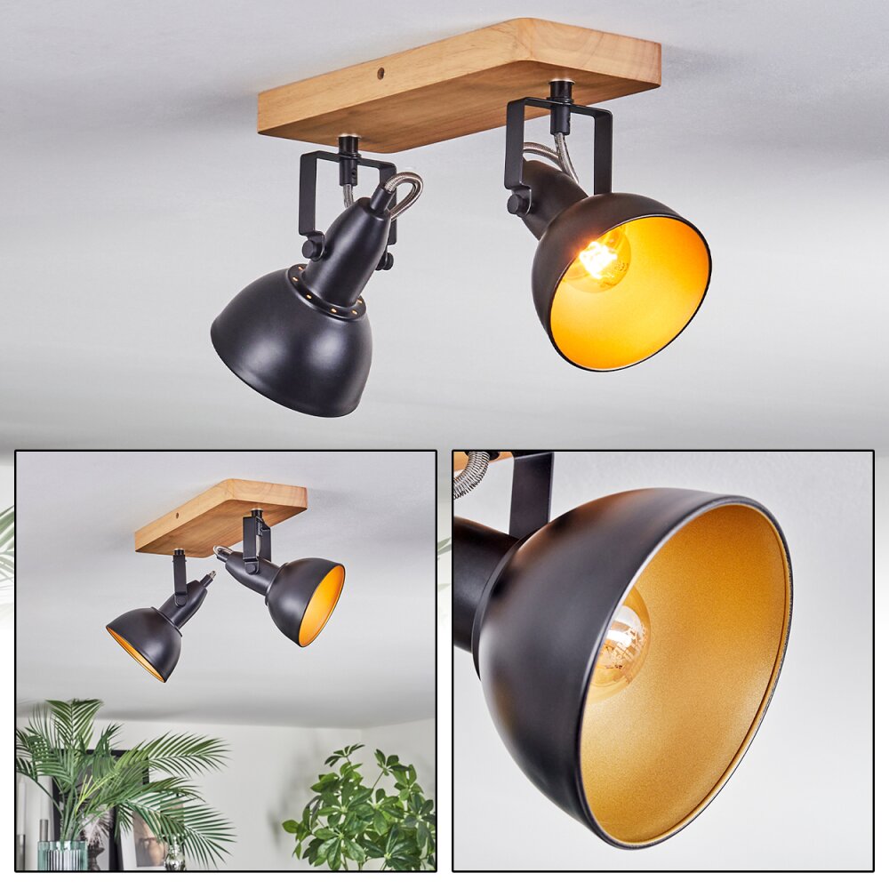 Hagan Deckenleuchte Chrom, Naturfarben, Schwarz, 2-flammig main product photo