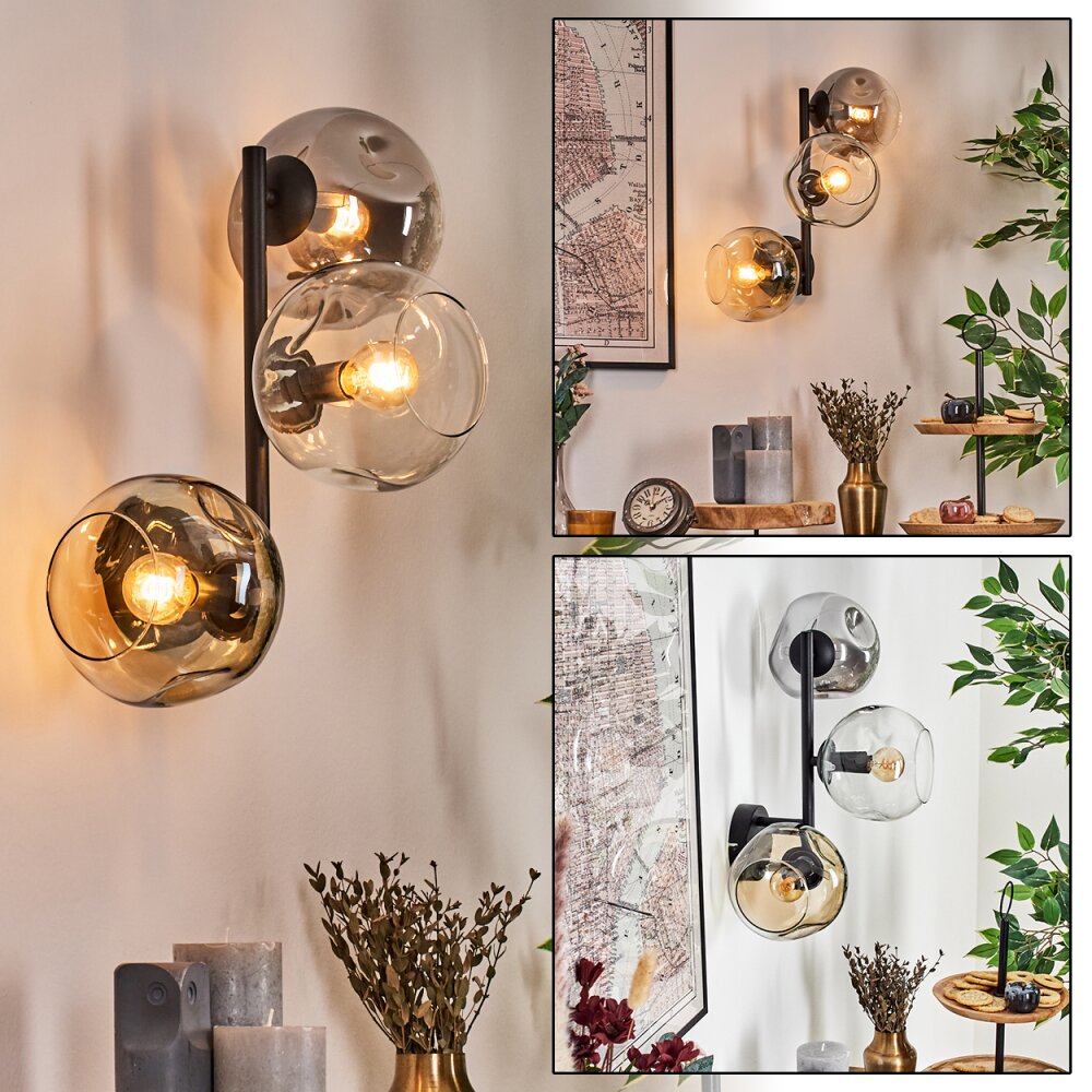 Ripoll Wandleuchte Glas 15 cm Bernsteinfarben, Klar, Rauchfarben, 3-flammig main product photo