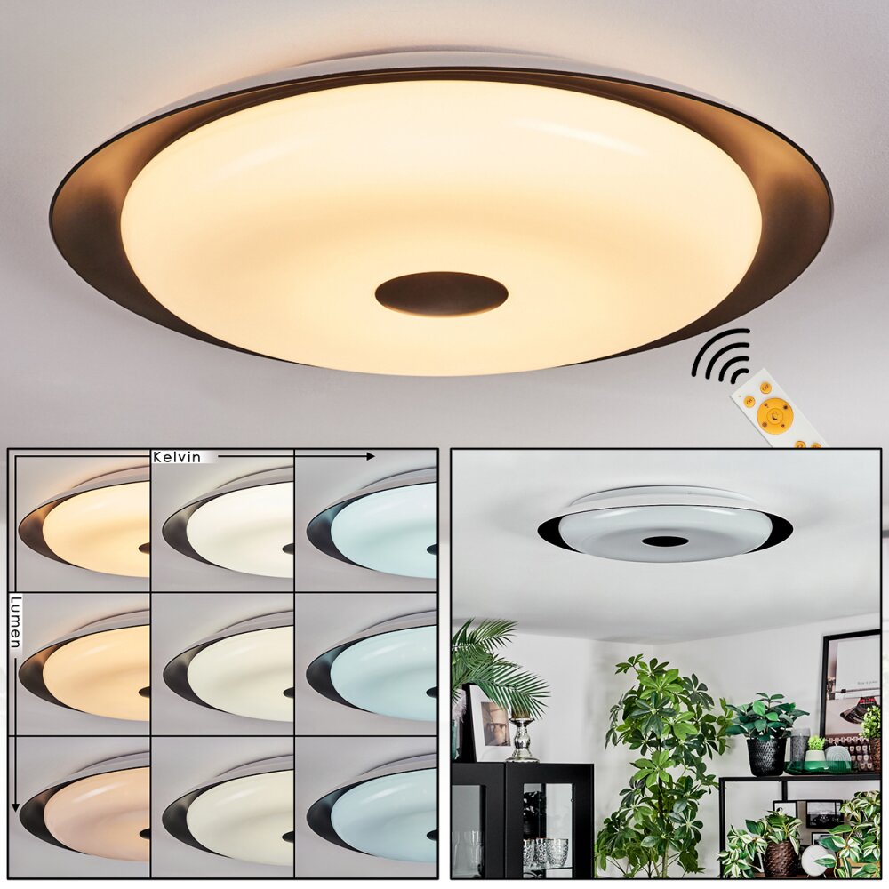 Goran Deckenleuchte LED Schwarz, Weiß, 1-flammig, Fernbedienung main product photo
