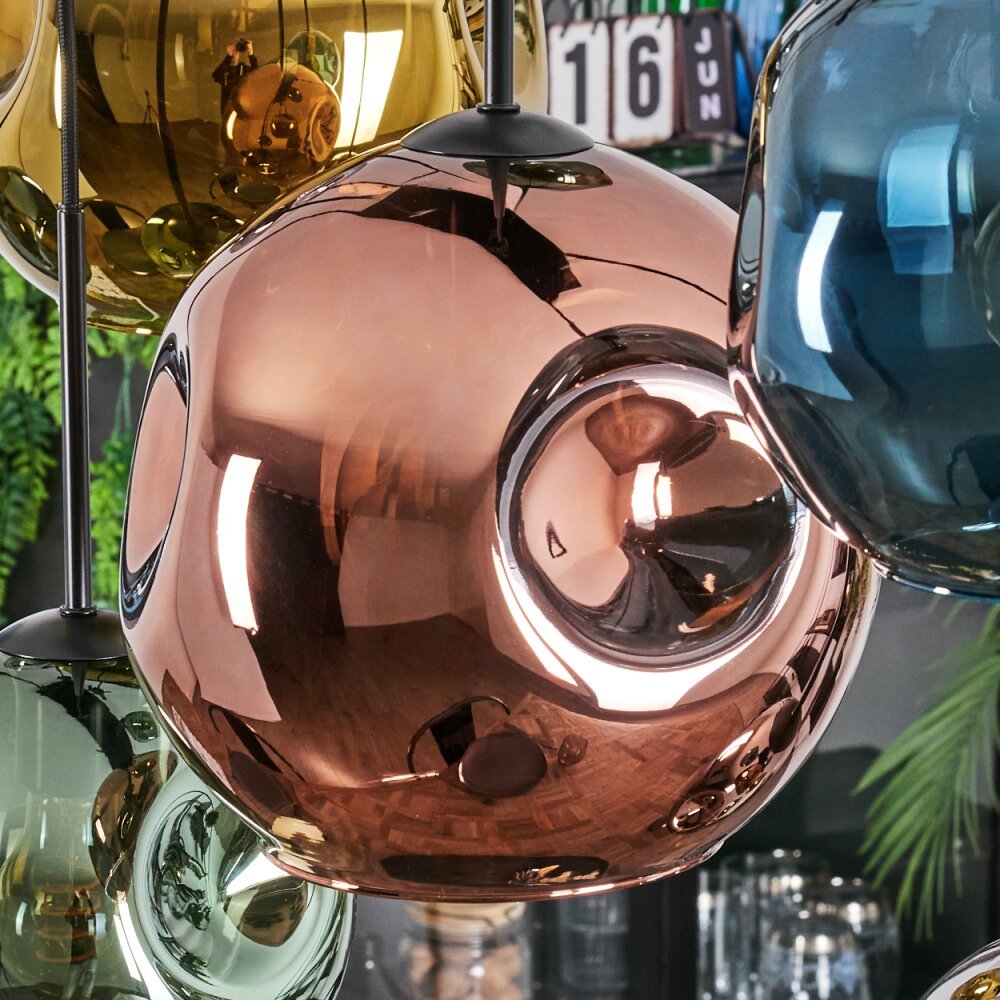 Ripoll Hängeleuchte Glas 15 cm, 20 cm, 25 cm Blau, Chrom, Gold, Grün, Kupferfarben, Rauchfarben, 8-flammig