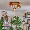 Ripoll Deckenleuchte Glas 15 cm Naturfarben, Schwarz, 3-flammig