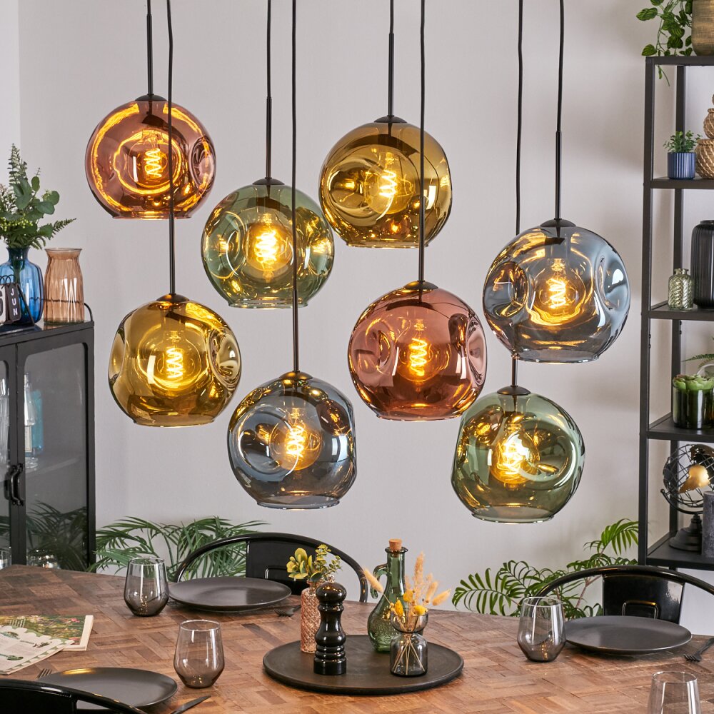 Ripoll Hängeleuchte Glas 25 cm Blau, Gold, Grün, Kupferfarben, 8-flammig main product photo